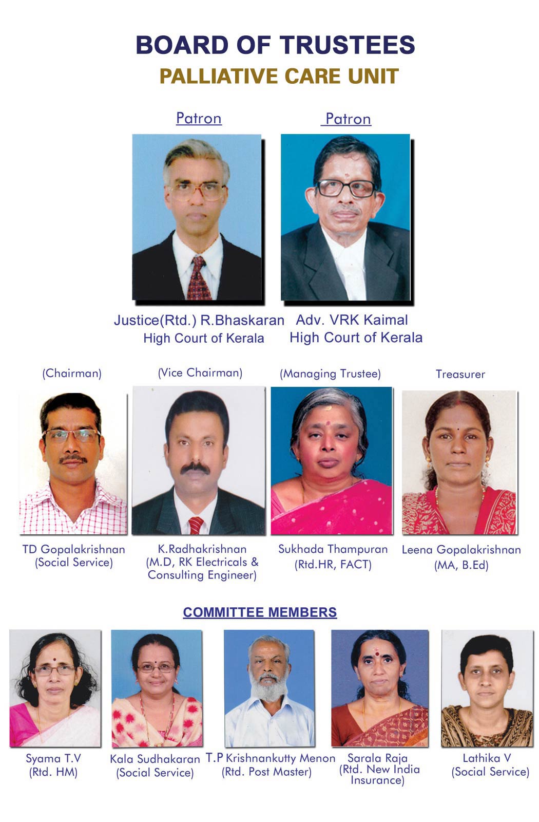 Board of Trustees - Sree Poornathrayeesa Palliative Care Unit